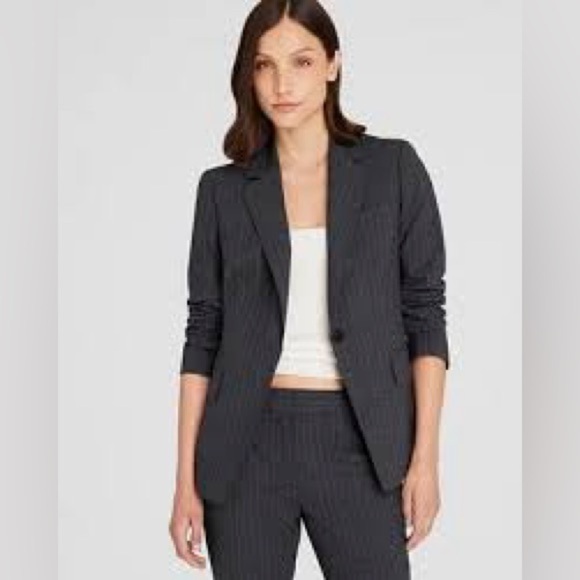 Zara classic pinstripes blazer size medium gray and blue like new condition - Picture 1 of 5